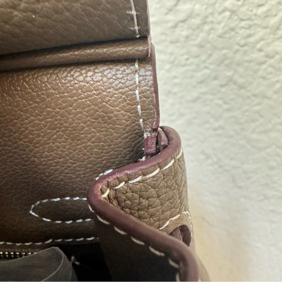 *NO STRAP | Taupe Mini 20 Leather Top Handle w/ Gold Structured Satchel Bag C3 - Picture 16 of 17